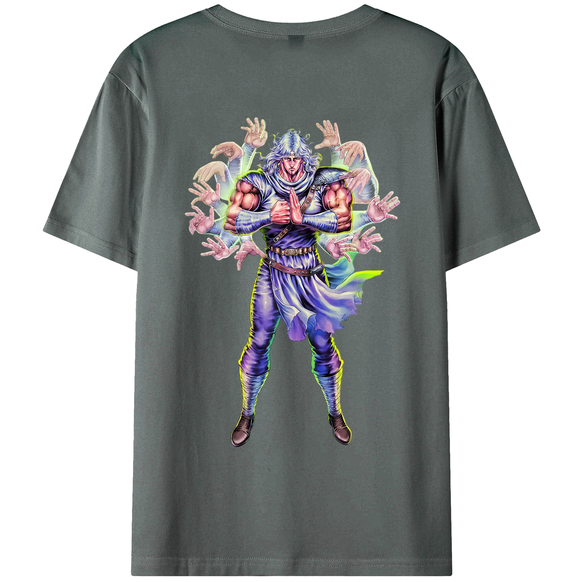 （画像用） 北斗の拳 Fist of the North Star 綿100％ メンズ半袖Tシャツ（バックプリント） 通気性